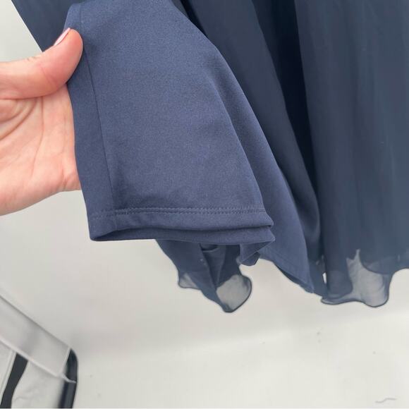 DESSY COLLECTION Dress Tie Chiffon Bridesmaid Gown Maxi Prom Navy Bridal SZ 4 - Picture 12 of 16